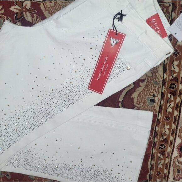 Guess Flare White Jeans with Gold Accents - Picture 4 of 14